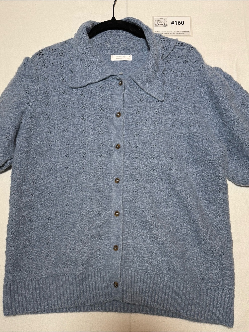 LC Lauren Conrad Light Blue Knit Button-Up Sweater Cardigan Size L
